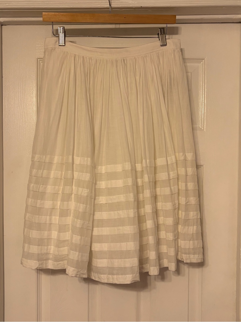 Burberry Cream Striped Circle Skirt
